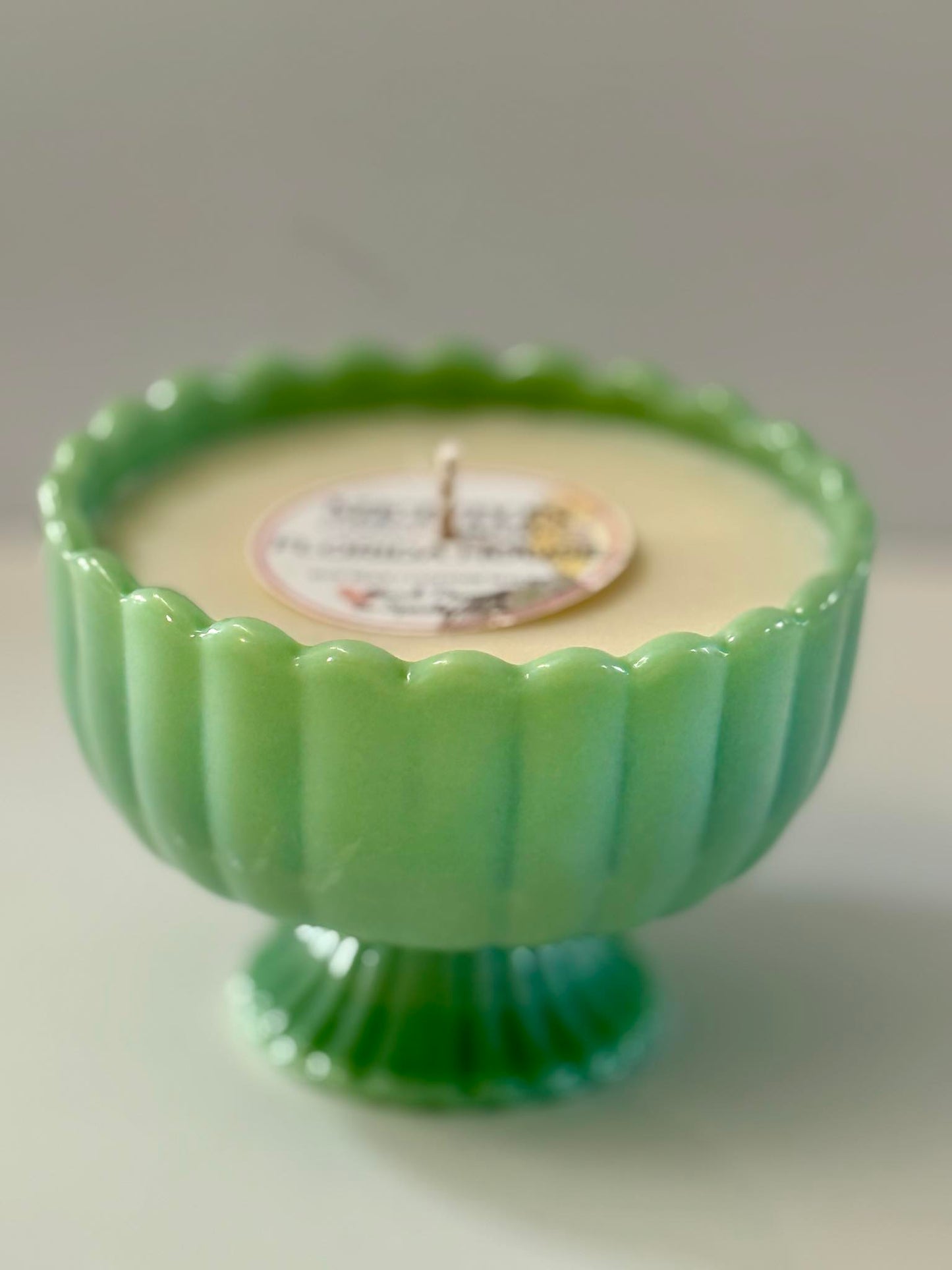 Melton Candle Company Jadeite Glass Candle