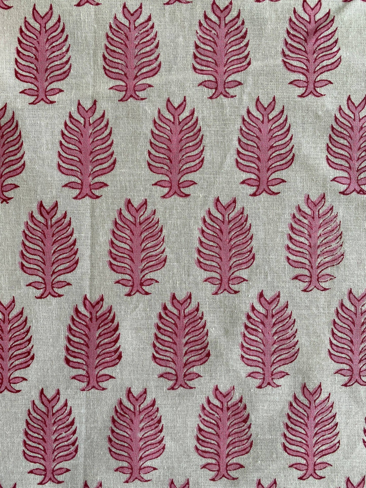 Fabricrush Taffy Pink Hand Block Printed Cotton Tablecloth: 4 Seater 60X60