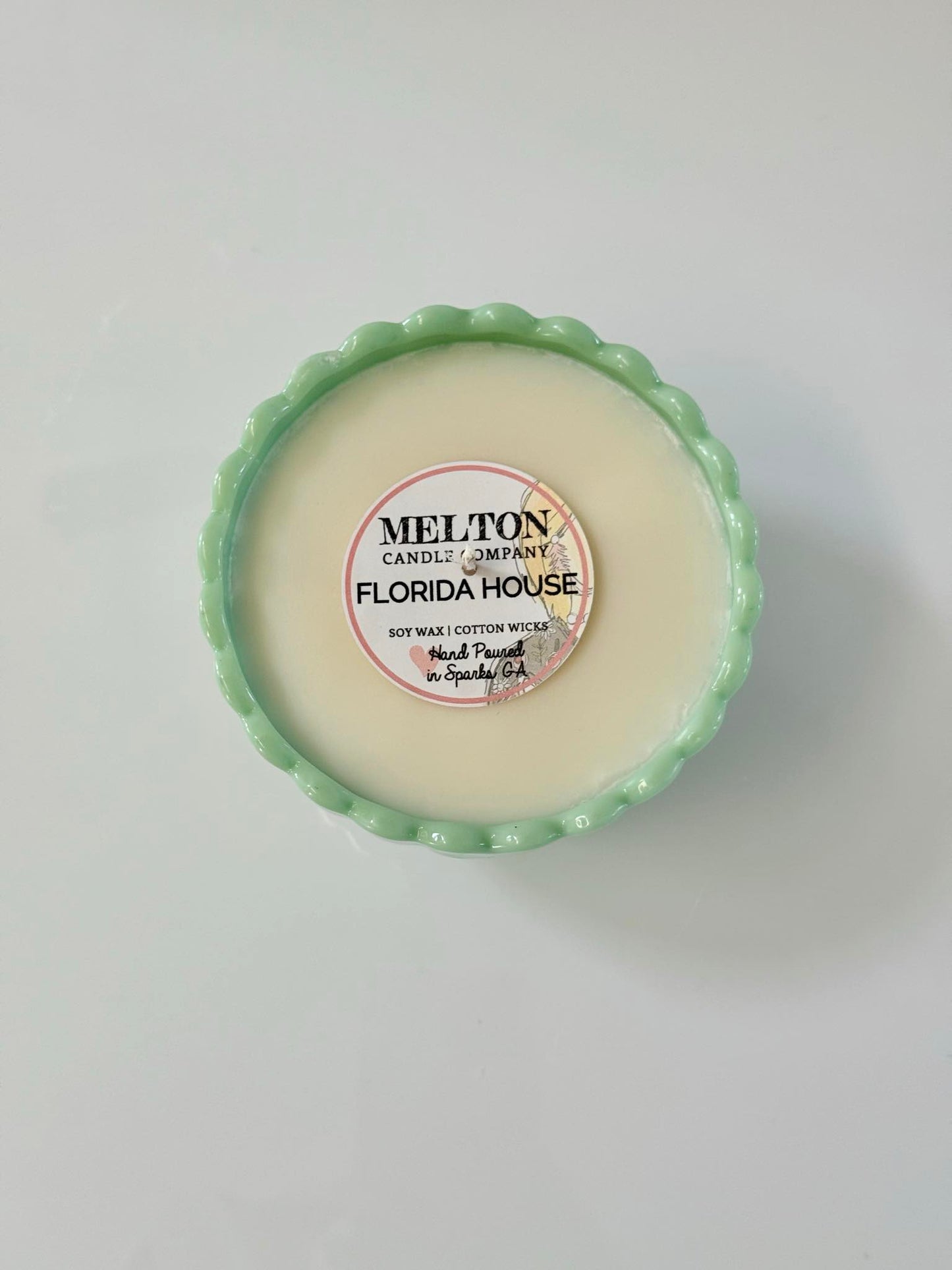 Melton Candle Company Jadeite Glass Candle