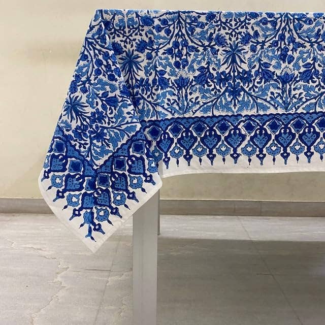 Fabricrush Dark Royal Blue Cotton Rectangle Tablecloth: 8 Seater 70X108