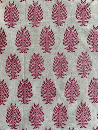 Fabricrush Taffy Pink Hand Block Printed Cotton Tablecloth: 4 Seater 60X60