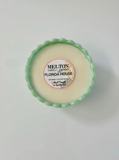 Melton Candle Company Jadeite Glass Candle